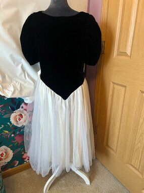 1980's drop waist formal dress